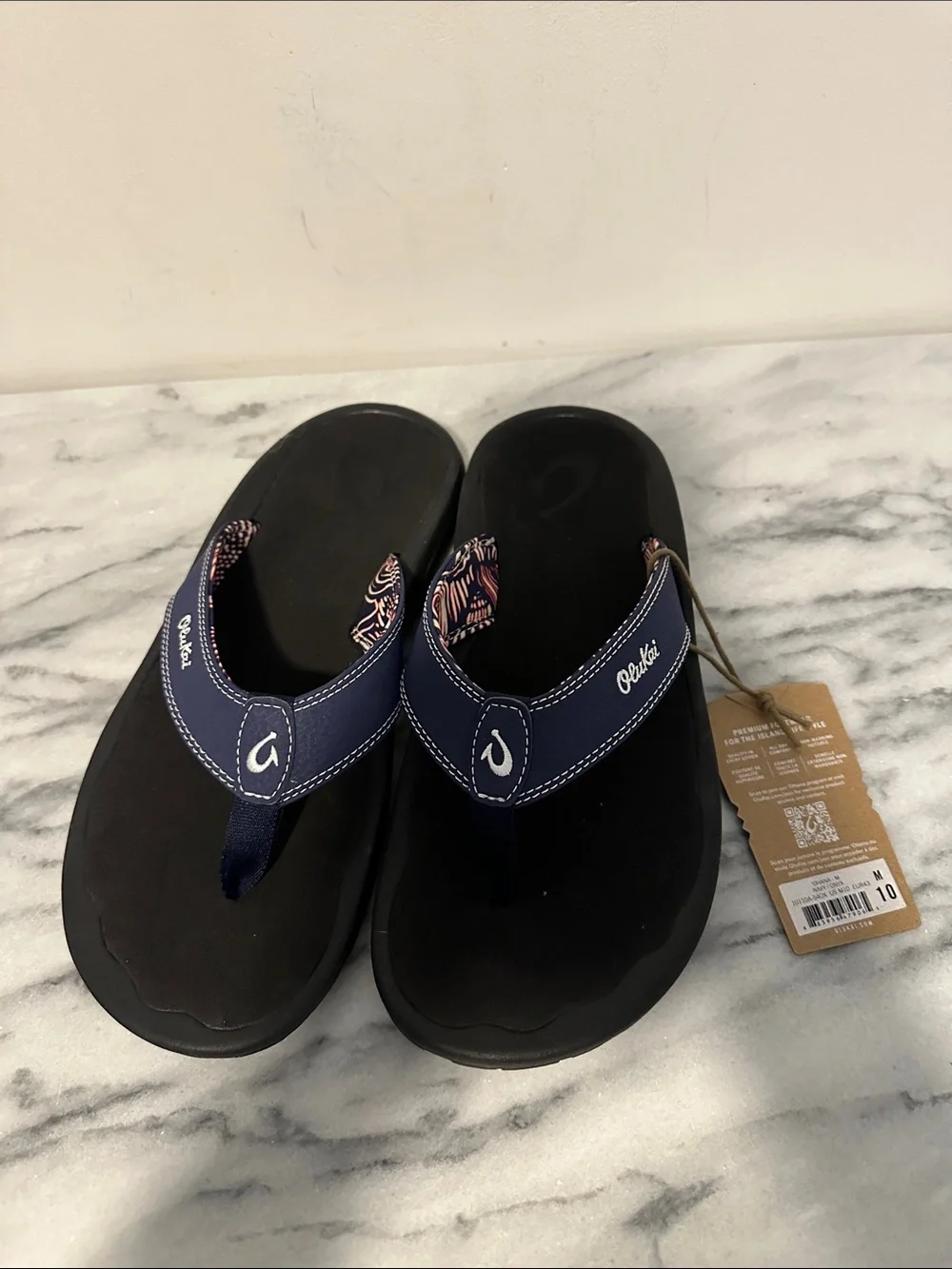 Olukai OHANA Navy Blue Flip Flop Sandals new with tag NWT US Men 10